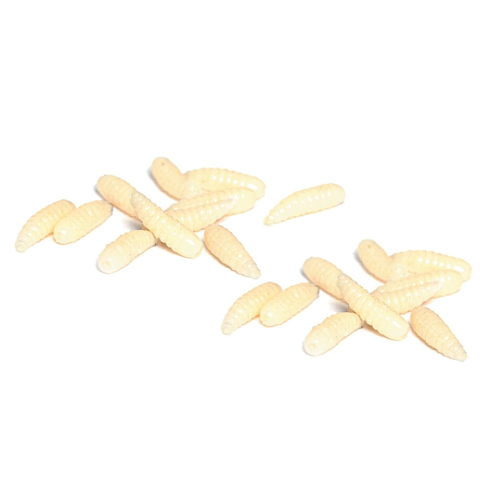 Maggot Silikon Kurtçuk 1.4 cm Beyaz Alabalık Yemi 25 Adet